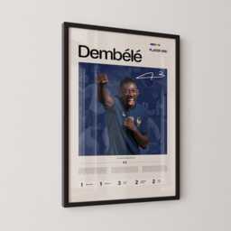 Ousmane Dembele France Poster, Football Wall Art, Soccer Print, Stats World Cup Gift, Sports Decor - thumbnail 2