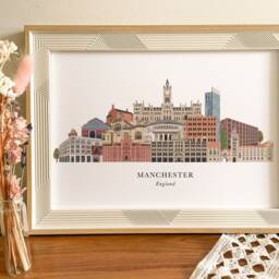 Manchester Skyline Print, Cityscape, Wall Art, Gift, Illustration, Poster, University - thumbnail 2