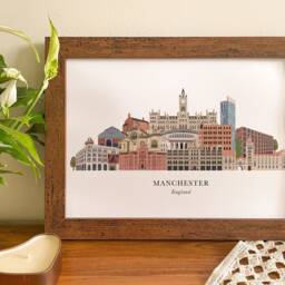 Manchester Skyline Print, Cityscape, Wall Art, Gift, Illustration, Poster, University - thumbnail 3