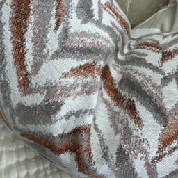 "Zig Zag Cushion Cover, Decorative Pillow Copper - Grey Geometric Design, Lumbar Size 12"" X 20" - thumbnail 2