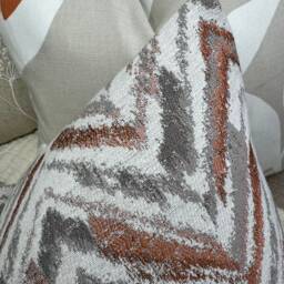 "Zig Zag Cushion Cover, Decorative Pillow Copper - Grey Geometric Design, Lumbar Size 12"" X 20" - thumbnail 3