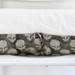 Floral Block Print Lumbar Pillow Cover Boho Farmhouse Decor - thumbnail 3