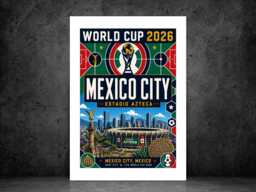 Mexico City World Cup 2026 Host - Football Print Gift Bespoke A5 A4 A3 Framed Or Unframed - thumbnail 1