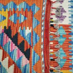 Colourful Kilim Rug, Handmade Artisan Afghan Turkish Scandinavian Navajo Bohemian Flatweave Wool Multicolour Rug 125x83 cm - thumbnail 3
