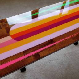 Colorful Epoxy Resin Bench, Retro Pop Art Furniture - thumbnail 2