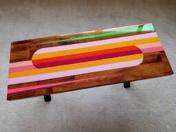 Colorful Epoxy Resin Bench, Retro Pop Art Furniture