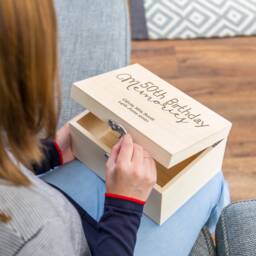 50Th Birthday Gift Keepsake Box - Memories Wooden Memory Milestone For Him Her Dad Mum Lc149 - thumbnail 2