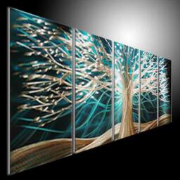 Abstract Metal Tree Sculpture Wall Art, Modern Aluminum Painting - thumbnail 1