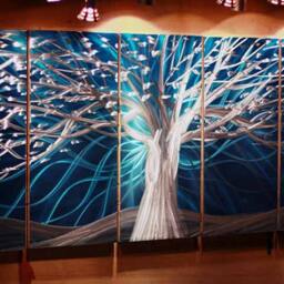 Abstract Metal Tree Sculpture Wall Art, Modern Aluminum Painting - thumbnail 3