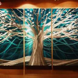 Abstract Metal Tree Sculpture Wall Art, Modern Aluminum Painting - thumbnail 2