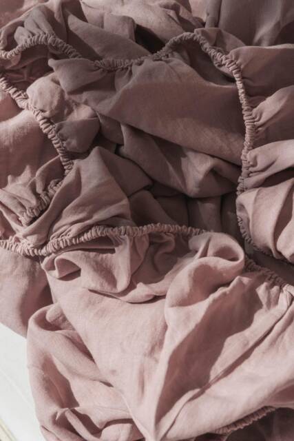 Linen Fitted Sheet in Dusty Rose. Pink - image 1