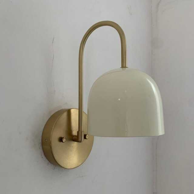 Minimalist Brass Wall Sconce - Modern Dome Shade Lamp Contemporary Lighting Fixture Silver Light Gold - image 1