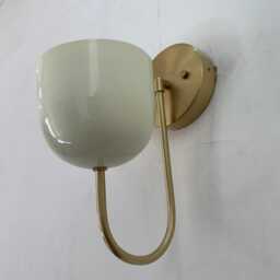 Modern Brass Dome Wall Sconce - Minimalist Curved Arm Light Fixture - thumbnail 4