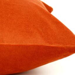Rusty Orange Velvet Pillow Heavy Cotton Cushion, Concealed Zipper - thumbnail 4