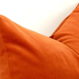 Rusty Orange Velvet Pillow Heavy Cotton Cushion, Concealed Zipper - thumbnail 3