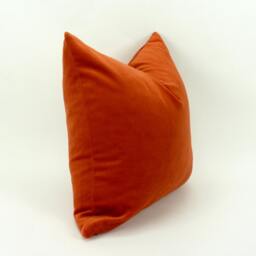 Rusty Orange Velvet Pillow Heavy Cotton Cushion, Concealed Zipper - thumbnail 2