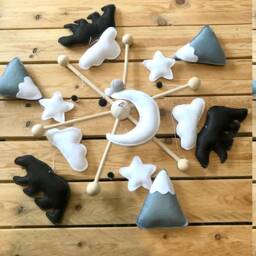 Mobile Baby, Bear, Baby Room Decoration, Black & White, Waking, Drill, Mountains Decoration - thumbnail 2