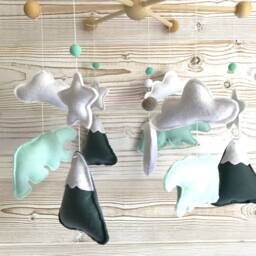 Mobile Baby, Bear, Baby Room Decoration, Black & White, Waking, Drill, Mountains Decoration - thumbnail 4