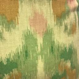 Sanderson Inspired Green Lumbar Cushion Linen Mix Floral Stripe Velvet Back - thumbnail 3