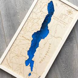 Malawi Lake Topographic Wood Map - 3D Africa Wall Art - thumbnail 3