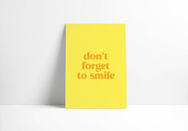 Smile Typographic Poster Inspirational Quote - A3/A4 Print - image 1