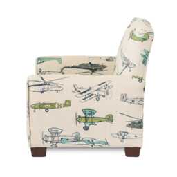 Personalized Childs Rocking Chair/Toddler Armchair - Vintage Airplanes - Green/Blue - thumbnail 3