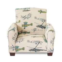 Personalized Childs Rocking Chair/Toddler Armchair - Vintage Airplanes - Green/Blue - thumbnail 4