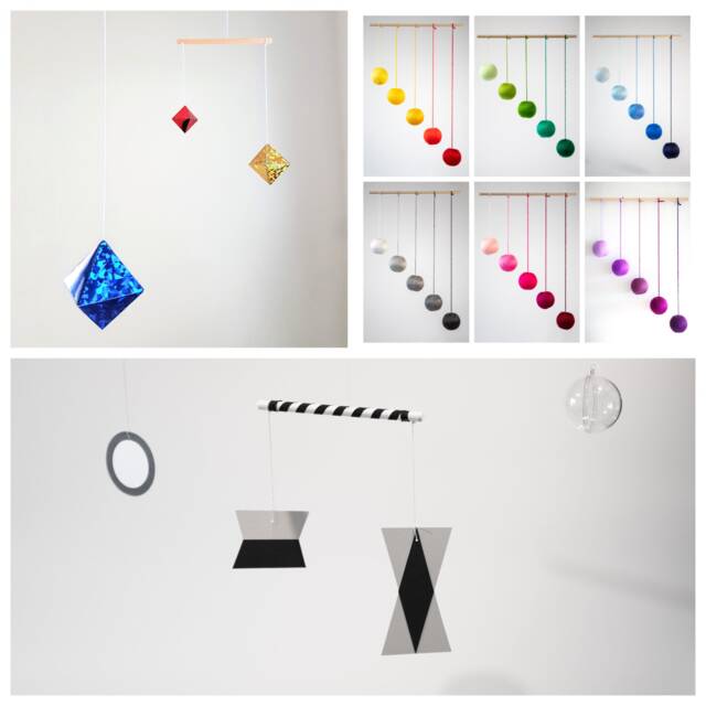 Montessori Mobile Set Of 3 - Munari, Gobbi, Octahedron & Dancers For Newborn Visual Development Nursery Decor - image 1