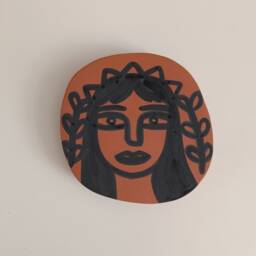 Goddess Artemis Terracotta Wall Art Tile Original Ceramic Portrait