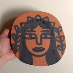 Goddess Artemis Terracotta Wall Art Tile Original Ceramic Portrait - thumbnail 3