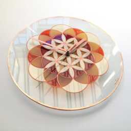 Flower Of Life Big Glass Clock With Orange Colours Hand Painted On Tempered - thumbnail 3