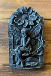stone Garden Detailed Lily Fairy Angel Wall Hanging Plaque Ornament