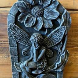 stone Garden Detailed Lily Fairy Angel Wall Hanging Plaque Ornament - thumbnail 3