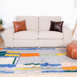 Authentic Beni Ourain Rug, Blue Moroccan Rug 6x9 Ft - thumbnail 2