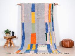 Authentic Beni Ourain Rug, Blue Moroccan Rug 6x9 Ft - thumbnail 1