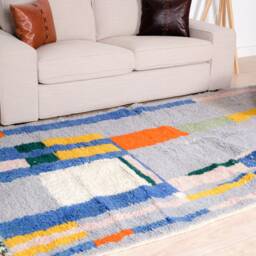 Authentic Beni Ourain Rug, Blue Moroccan Rug 6x9 Ft - thumbnail 3