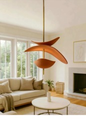 Mid Century Italian Stilnovo Modern Brass Pendant Light Flush Mount Chandelierretro Ceiling Scandinavian Lighting Minimalist Sculptural Bowl - thumbnail 1