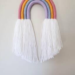 Rainbow Fiber Wall Hanging/Handmade Macrame - thumbnail 3
