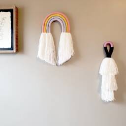 Rainbow Fiber Wall Hanging/Handmade Macrame - thumbnail 2