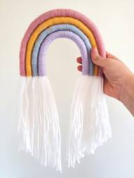 Rainbow Fiber Wall Hanging/Handmade Macrame - thumbnail 1