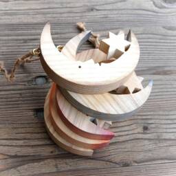 Moon With Star Wooden Wall Window Decoration Ornament - thumbnail 1