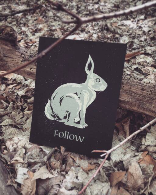 Follow The White Rabbit Art Print - Gothic Home Decor Aesthetic Room - image 1