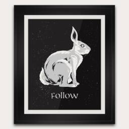 Follow The White Rabbit Art Print - Gothic Home Decor Aesthetic Room - thumbnail 2