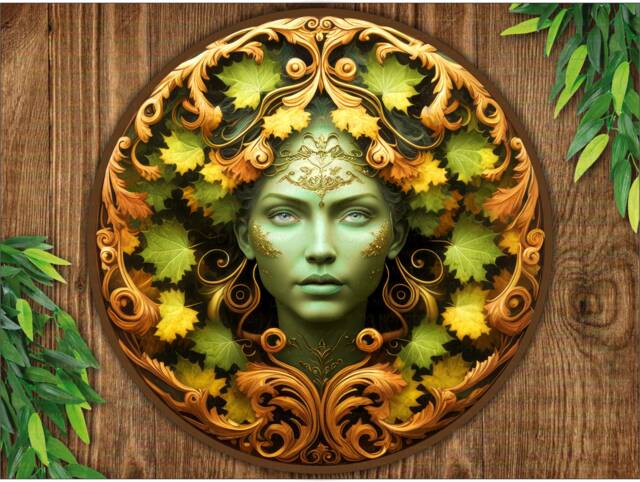 Green Woman Metal Sign, Nature Lover's Wall Art D??cor, Garden Guardian, Bronze Garden Sign, Celtic Plaque, Flat Sign, Gargoyle Sign - image 1