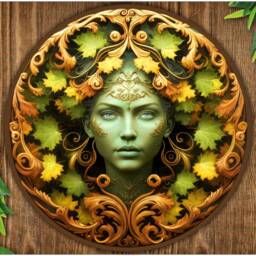 Green Woman Metal Sign, Nature Lover's Wall Art D??cor, Garden Guardian, Bronze Garden Sign, Celtic Plaque, Flat Sign, Gargoyle Sign - thumbnail 2