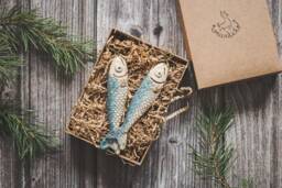 Ceramic Salmon Christmas Ornament - Handmade Fish Tree Decoration, Vintage Style Holiday Decor