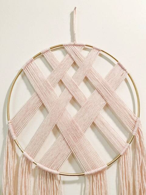 Light Pink Yarn Hoop Wall Hanging - image 1