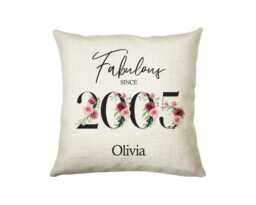21st Birthday Gift For Women - Personalised 2005 Cushion Age 21 Her Lady Floral Design Daughter Sister Twenty One Bnc21C - thumbnail 1
