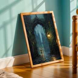 Dark Academia Print, Gothic Architecture Storm, Art Teal & Navy Decor, Living Room Wall Art, Gift For Coworker - thumbnail 3
