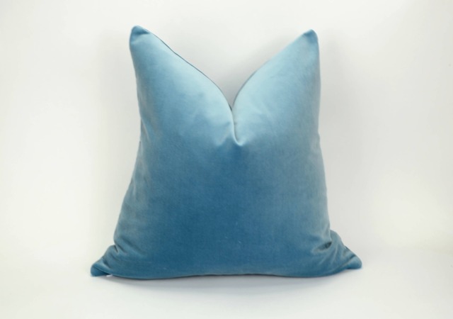 Cornflower Blue Velvet Pillow // Light Cushion - image 1
